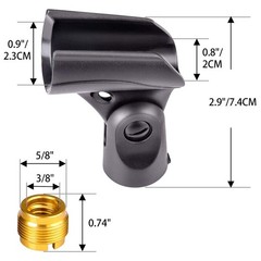 Universal Microphone Clip Holder with Nut Adapters 5/8″ to 3/8″,Black,5 Pack