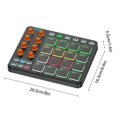Portable Rechargeable MIDI Controller Wireless Connection 8 Knobs 6 Custom Keys