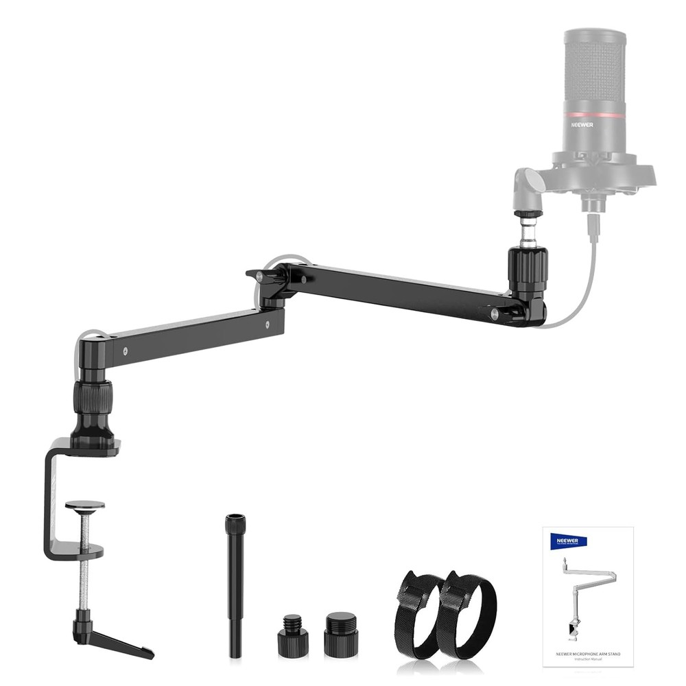 NEEWER Low Profile Mic Arm Desk Stand Mount with Damping, 360° Swivel Articulati