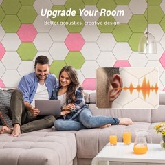12 Pack High Density Hexagon Acoustic Panels, TONOR 12 pack, Beige