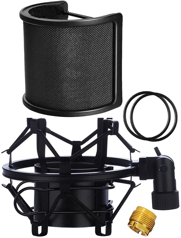 Microphone Shock Mount with Pop Filter Mic Anti-Vibration Suspension Shock Mo…