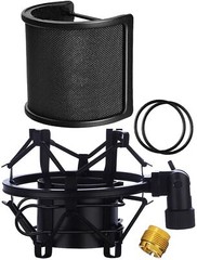 Microphone Shock Mount with Pop Filter Mic Anti-Vibration Suspension Shock Mo…