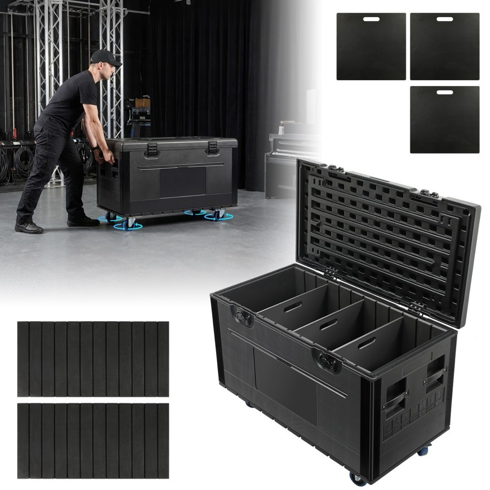 Cable Trunk Road Case Flight Case w/Wheels,Stackable Heavy Duty ATA Rolling Case