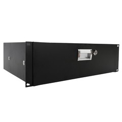 19″ 3U Steel Plate DJ Drawer Equipment Cabinet with Keys Black, in stock