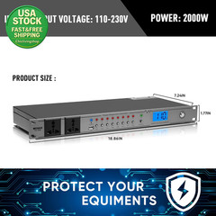 Rack Mount Power Conditioner 20A 10 Outlets 2000W Surge Protector Voltage