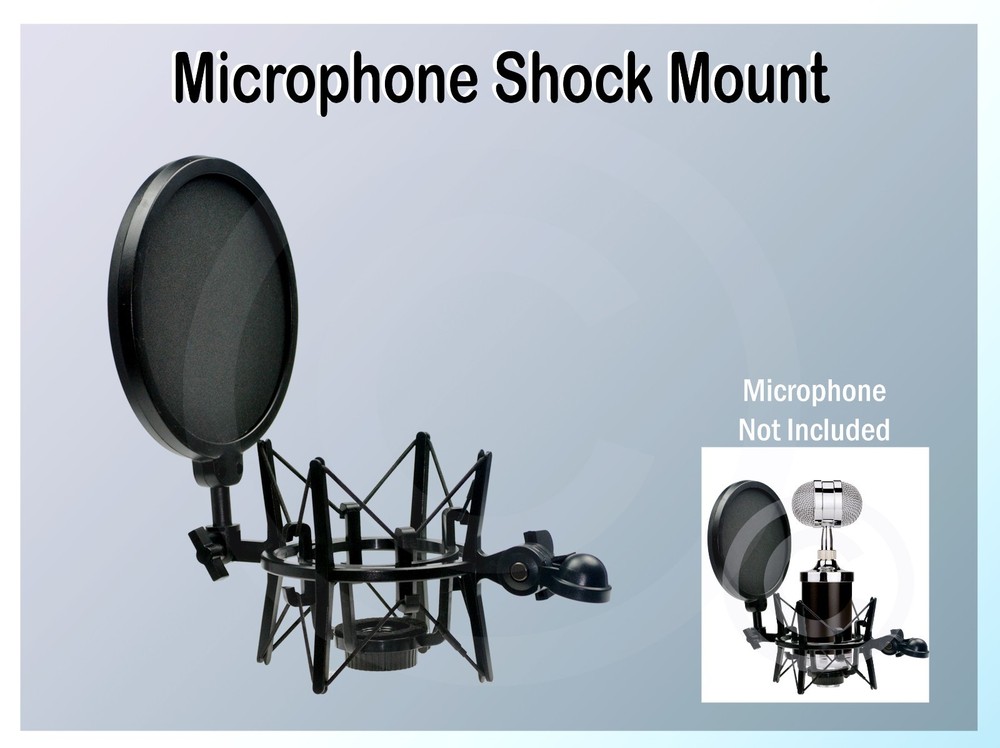 Pro Microphone Shock Mount + Pop Shield Filter Screen – Studio Recording