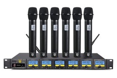 PRORECK MX66 6-Channel UHF Wireless Microphone System with 6 Hand-held