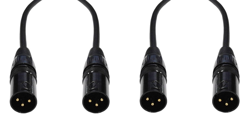 x2 XLR Male to Male Microphone Patch 1-25ft Cable Balanced 3-Pin Mic Extension