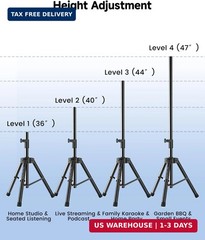Ikarao Speaker Stand Adjustable Height 36″-47″, Heavy Duty Carbon Steel Karaoke