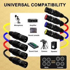 4-Channel XLR Snake Cables 4FT, 4 Colored XLR Male to Female Microphone Cable…