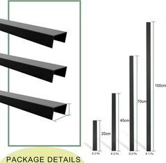 Luxe Matte Black Aluminum Trim Strips for Wood Slat Acoustic Panels – 7 Pcs