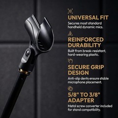 Universal Microphone Clip Holder, Comes with 5/8″ Male to 3/8″ Female Screw A…