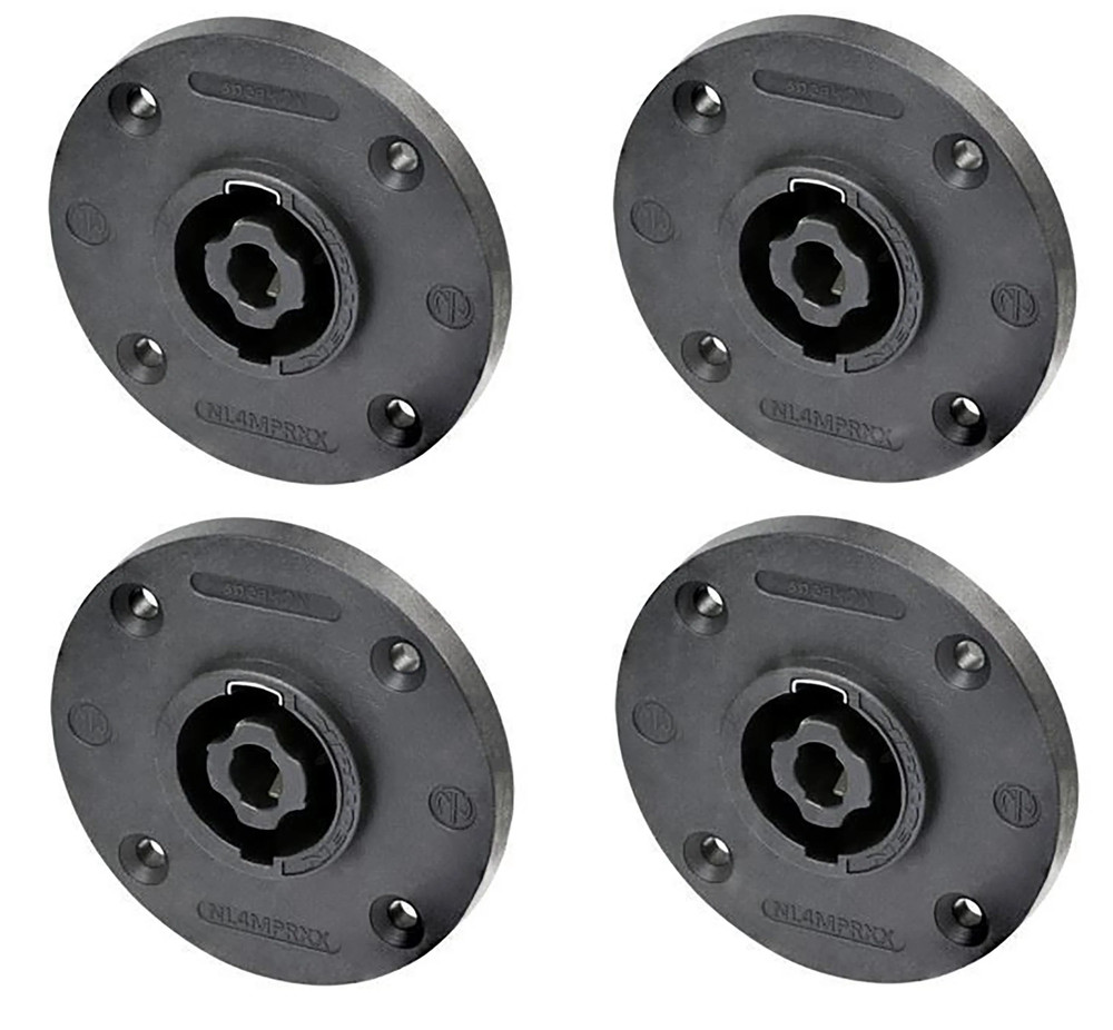 4 PACK NEUTRIK NL4MPRXX 4-Pole SPEAKON Large Round Twist Lock w/ 3/16″ Flat Tabs