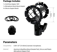 Multi-Use Microphone Shock Mount for Cameras & Boompoles – Easy Adjustability