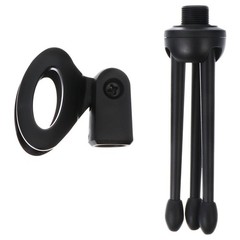 1 Set 2Pcs Plastic Microphone Tripods Practical Mic Table Stands (Black)