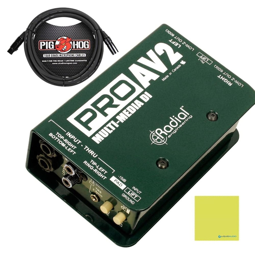 Radial Engineering ProAV2 Stereo Passive Multimedia Direct Box Bundle w/Pig H…