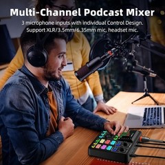 Mezclador Audio Gaming PC/Podcast/Streaming 4 Canales