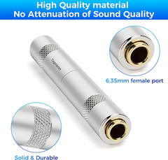 1/4 Inch TRS/TS Female to Female Gold-Plated Coupler (2 Pack), 1/4″ TRS Stereo a