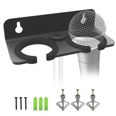 Multi Microphone Holder for Handheld Mics – Wall Mounted Storage Hanger, Double