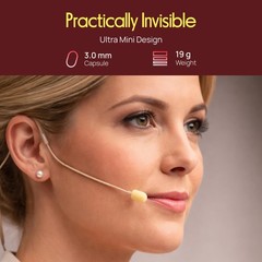 Pyle Pro Dual Over-Ear Headset Microphone – Beige/Matches Various Skin Types