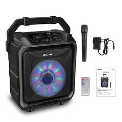 25W 8″ Wireless Party Speaker Portable Karaoke DJ Bass w Disco Lighting Mic