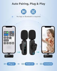 Mini Microphone for iPhone Android Phone – Wireless Lavalier Microphone Plug-…