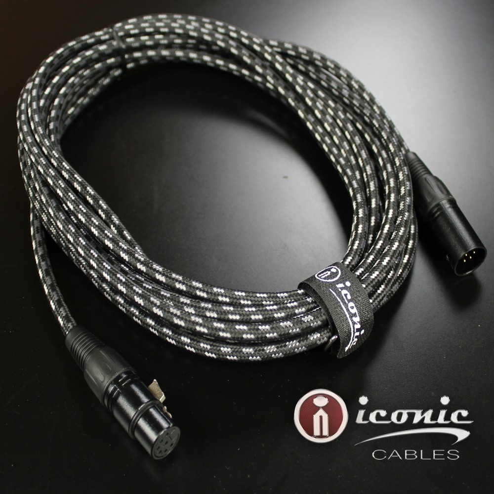 7 Pin XLR 20ft Female Male Vacuum Tube Microphone 20′ Cable Cord Black Tweed Mic