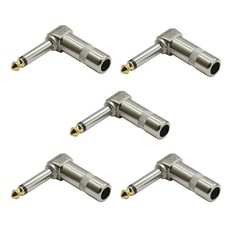 5x Audio 1/4″ TS 90° Plug 6.3mm Mono Male Solder Jack Connector for Micro/Guitar