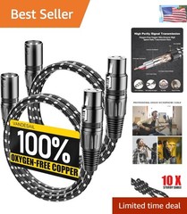 Durable 3ft XLR Microphone Cables, 2 Pack – Oxygen-Free Copper for Clear Sound