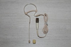 Beige Single Earhook Headset Microphone w/ 4 pin mini XLR for Audio Technica.