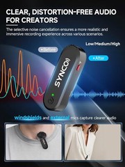 SYNCO G3 PRO Wireless Microphone 2.4G 820FT Noise Reduction for Camera Streaming
