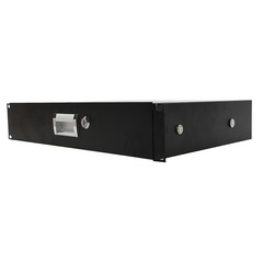 19″ 2U Steel Plate DJ Drawer Equipment Cabinet with Keys Black, in stock