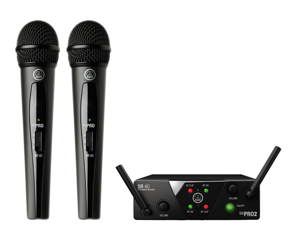AKG WMS40 Mini Dual Vocal Set Wireless Handheld Microphone System (Band B/D)