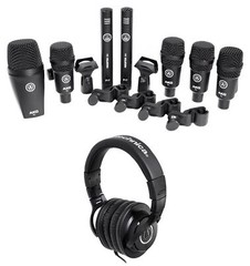 AKG Drum Set Session I (7) Mics Bass/Overhead/Snare/Tom+ATH-M40X Headphones
