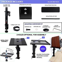Studio Monitor and Speaker Stand Pair, Clamp-on Desk Speaker Stand, 9.5×9 inc…