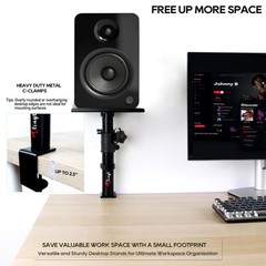 Studio Monitor and Speaker Stand Pair, Clamp-on Desk Speaker Stand, 9.5×9 inc…