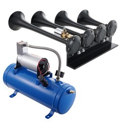 4 Trumpet Air Horn Kit, 150dB Train Horns for Trucks, 12V 120 psi Compressor 1.6
