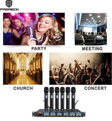 PRORECK MX66 6-Channel UHF Wireless Microphone System with 6 Hand-held