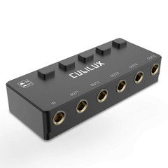 5-Way 6.35mm Stereo Audio Splitter with Switch, Passive Multi 1/4” AUX Distri…