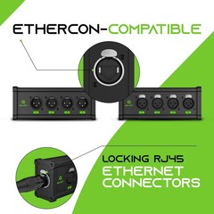 4-Channel XLR/DMX to RJ45 Ethernet Extender for Live Sound & Lighting