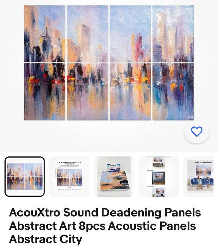 8-Pc AcouXtro Acoustic Panel System Abstract City 11.8 x 15.75″ each NIB