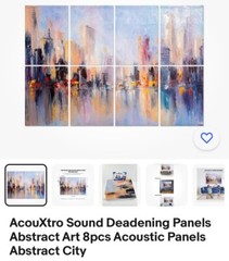 8-Pc AcouXtro Acoustic Panel System Abstract City 11.8 x 15.75″ each NIB