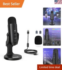 Podcast Microphone for PC, Noise Cancellation USB Mic with Gain, Volume Adjus…
