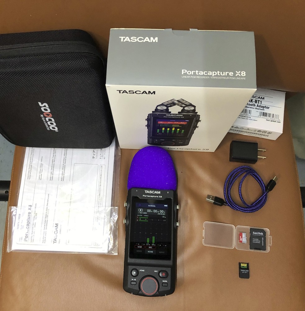 TASCAM Portacapture X8 Bundle w/ AK-BT1, SD Card, USB Adapter, Cable, Case, and