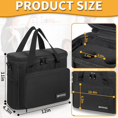 4 Slots Wireless Microphone Case with Foam, Microphone Carry Travel Bag with Sho