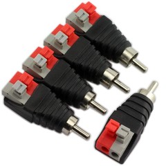 E-outstanding 5PCS Speaker Wire Cable to Audio Male RCA Connector Black