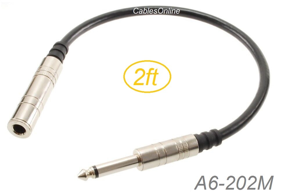 2ft Premium 1/4 inch 6.3mm TS Female to Male Mono Short Audio Extension Cable