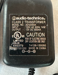 Audio Technica AD1205AA Wireless Mic Power Supply 120v AC 13v DC Output NOB