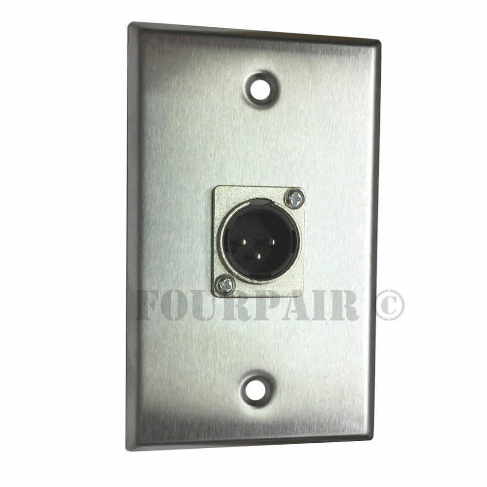1-Port Socket 3-Pin XLR Male Stainless Steel Microphone Mic Audio Wall Plate New