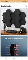 6 Acoustic Sound Absorption Panels Black & White Hexagon Foam Wall Tiles New